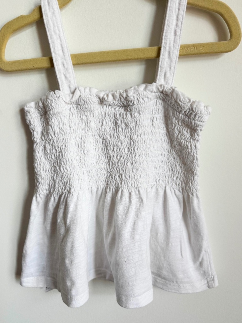 Gap Kids White Smocked Tank Top | Girls Sleeveless Peplum Top | Size S (6-7)